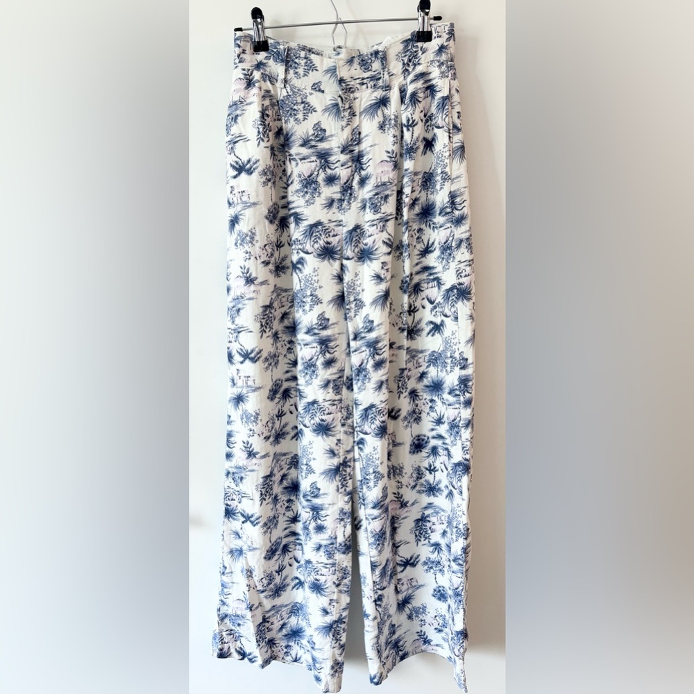 Abercrombie and Fitch Linen Blend Floral Wide Leg Pants Size Small 29” Inseam